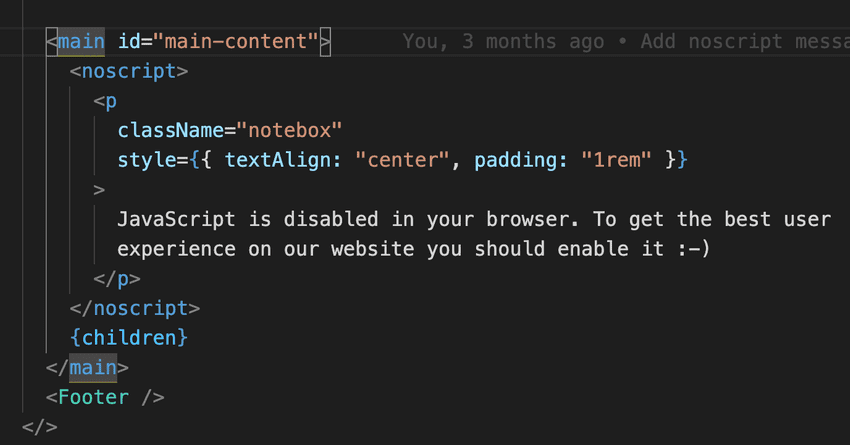 Example of two JSX tags highlighted with the highlight-matching-tags-extension