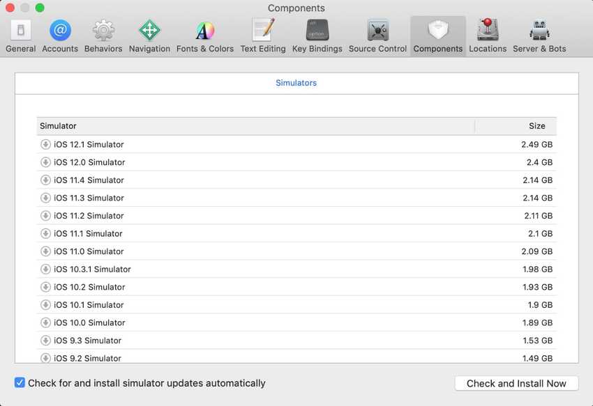 Xcode install iOS simulator version