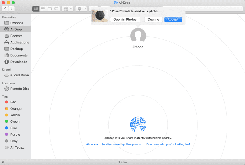 Mac AirDrop incoming file prompt