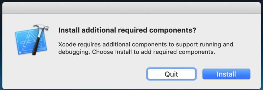 Xcode install additional components pop up