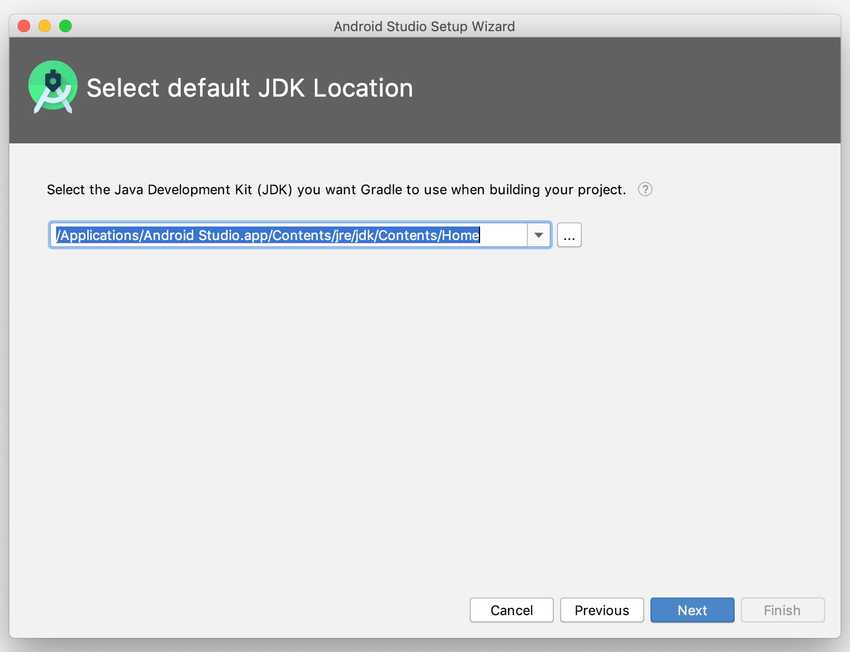 Android Studio default JDK location