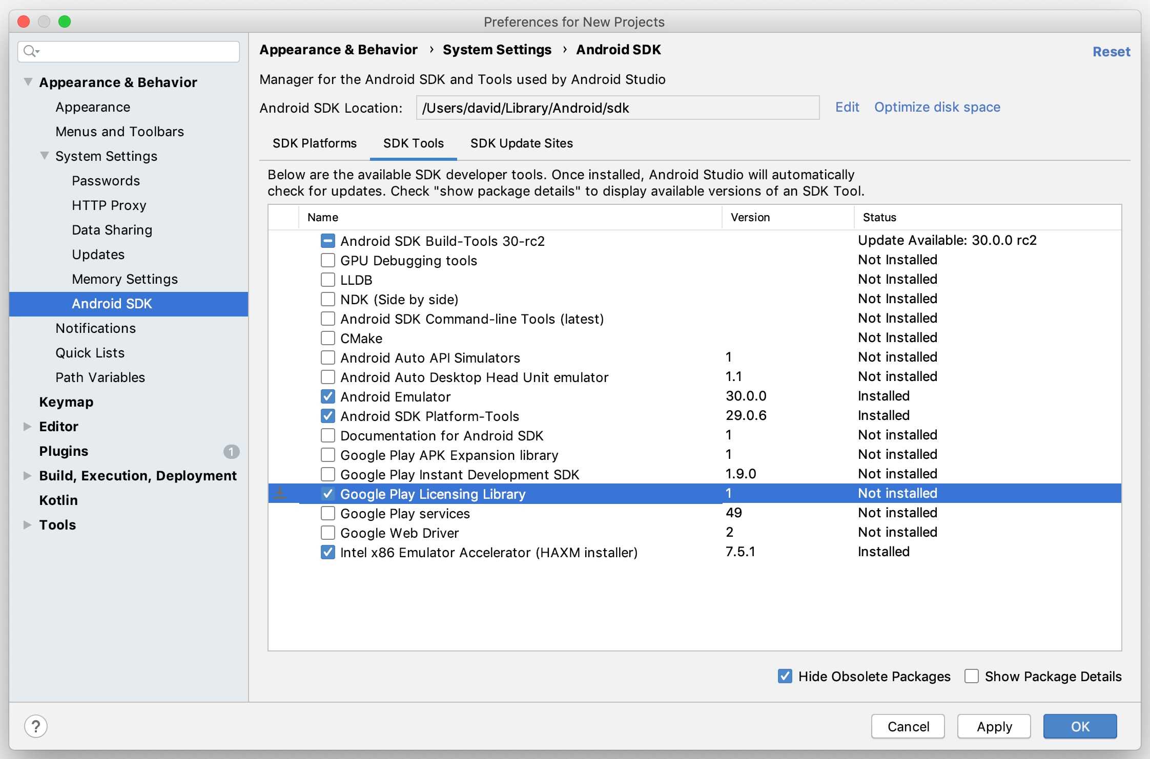 how to launch emulator in the newer version of android studio on mac
