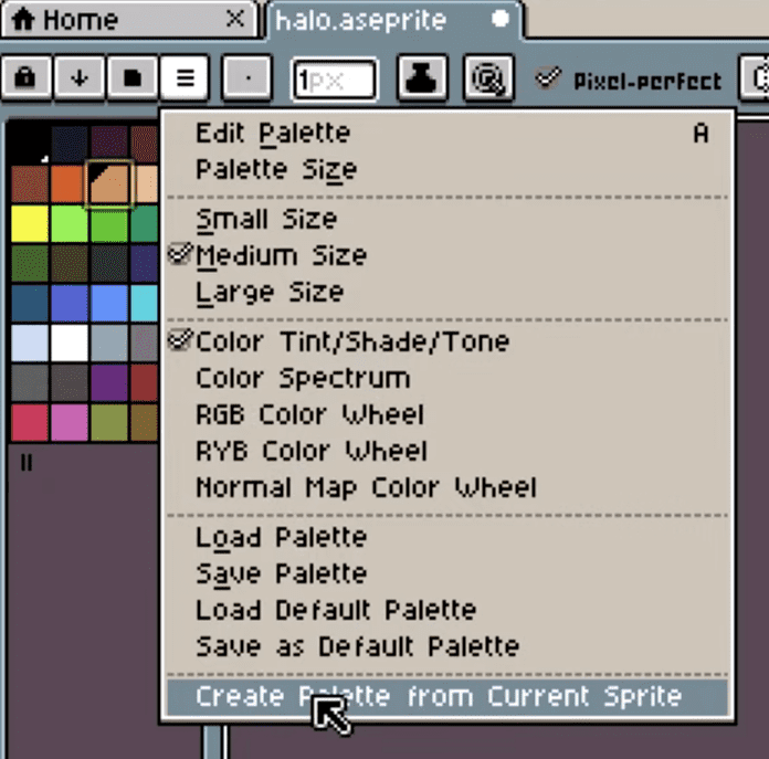 Create Palette from Current Sprite