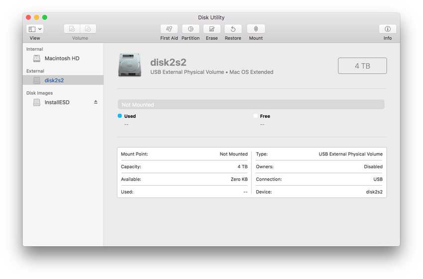 Disk Utility Tab