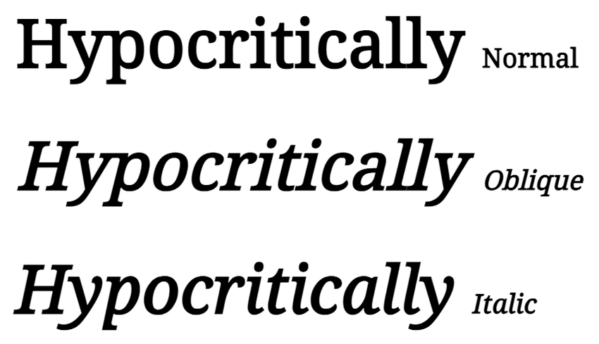 A comparison of different font styles