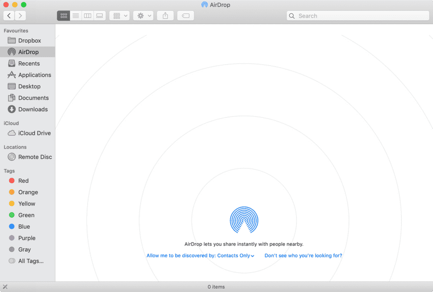 Mac Airdrop window