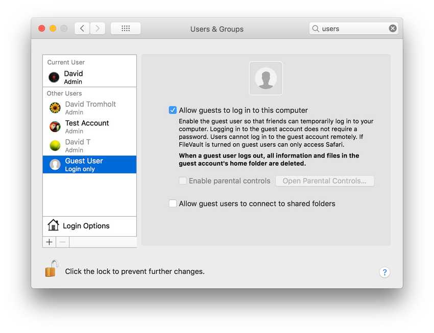 Mac Guest User Tab