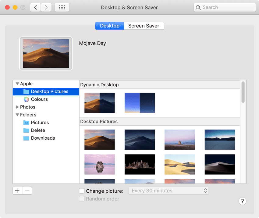 Mac desktop and screensaver window