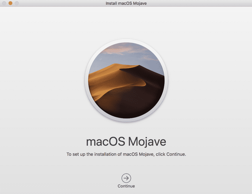 MacOS Mojave installer window