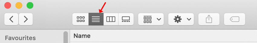 Mac finder list view button