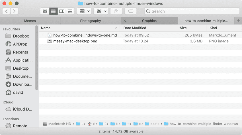 Merged Finder Windows example