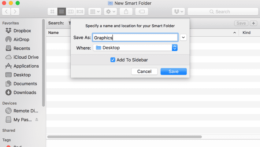 Mac New Smart Folder Example