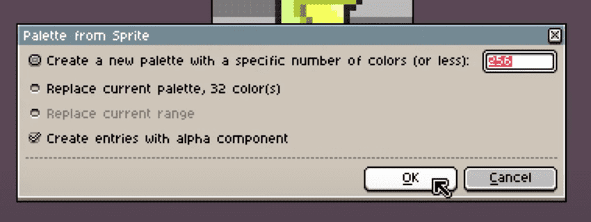 Save color palette window in Aseprite