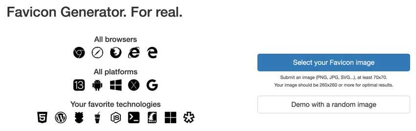 Favicon generator website